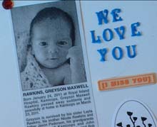 Greyson Rawkins was seven weeks old when his mother found him dead. 