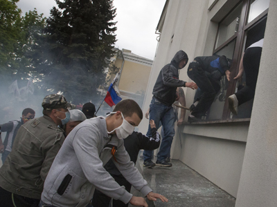 Pro-Russian Demonstrators Storm Building